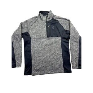 Spyder Sweater Men Size‎ L Pullover Quarter Zip Knit Outdoors Fleece Lined